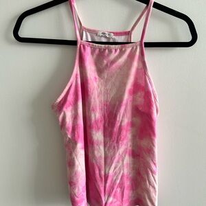 Ardene Pink and White Fitted Tank Top